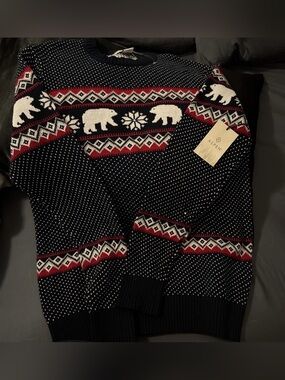Men's Navy Aspen Fair Isle Polar Bear Knit Sweater